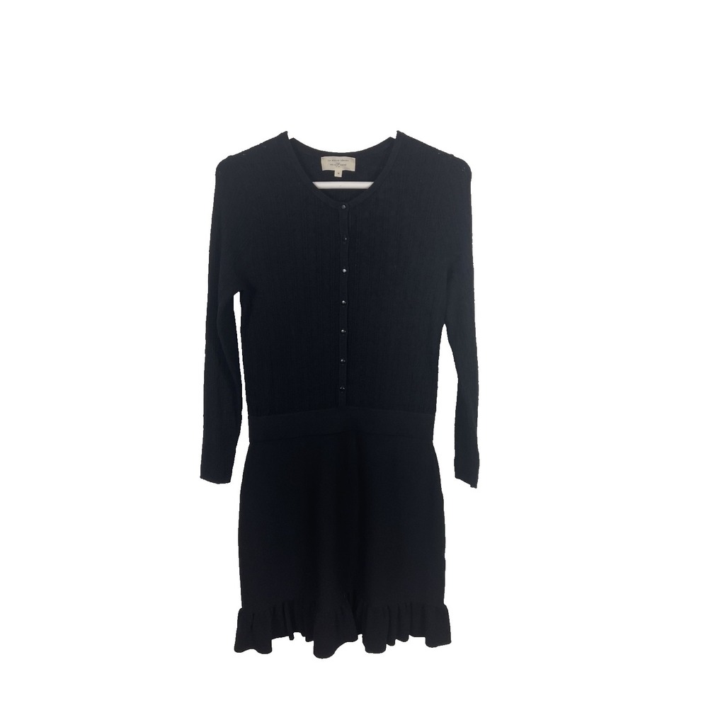 La Maille Sezane Diana Mini Knit Sweater Dress Womens Medium Black Minimalist - Picture 13 of 13